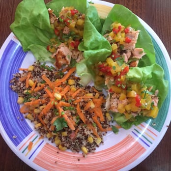 La QChara - salmon lettuce tacos with dirty quinoa - Latin American Near Me - Melrose, Massachusetts