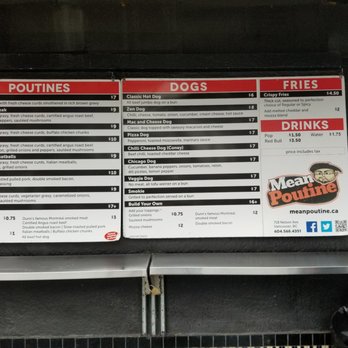Mean Poutine - The current menu as of April 2019 - Hot Dogs Near Me - Vancouver, British Columbia
