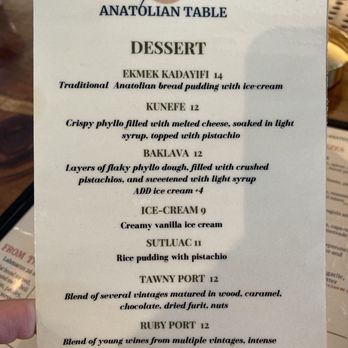 Anatolian Table - Dessert menu - Turkish Near Me - San Francisco, California Anatolian Table - Dessert menu - Turkish Near Me - San Francisco, California