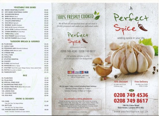 Menu photo 2 Perfect Spice London, XGL