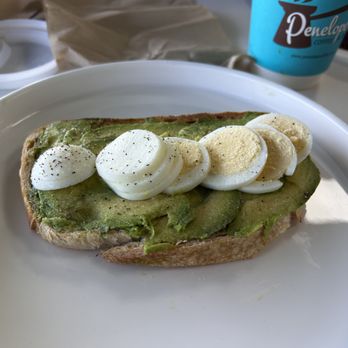 Penelope Coffee & Tea - Most Meh Avocado toast ever. Supermarket bread, thin layer of avocados, slices of boiled egg. - Coffee & Tea Near Me - San Mateo, California Penelope Coffee & Tea - Most Meh Avocado toast ever. Supermarket bread, thin layer of avocados, slices of boiled egg. - Coffee & Tea Near Me - San Mateo, California