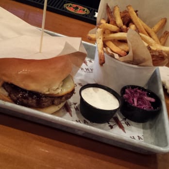 Farmhaus Burger - Pork burger with fries and feta dip - Burgers Near Me - Augusta, Georgia