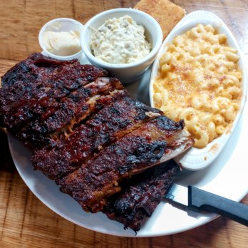 Griff's BBQ & Grill - Full rack of ribs with Mac & cheese and potato salad with cornbread. - American Near Me - Copperopolis, California