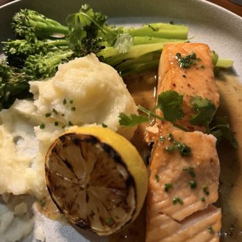 Cactus Club Cafe - Dijon salmon (confession... I ate half the potatoes!) - Cocktail Bars Near Me - Boston, Massachusetts