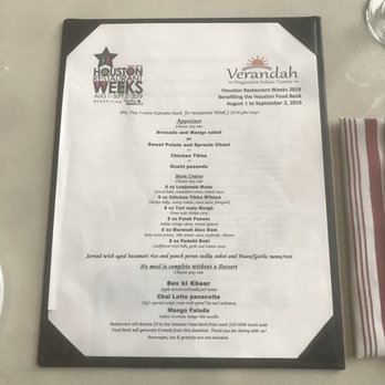 Verandah - Restaurant week menu - Indian Near Me - Houston, Texas Verandah - Restaurant week menu - Indian Near Me - Houston, Texas