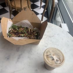 Brown Shaken Espresso And The Arugula Pecan Salad