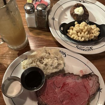 Saltgrass Steak House - Prime rib  Garlic Mashed Potatoes Smoked Macaroni & Cheese - Steakhouses Near Me - San Antonio, Texas