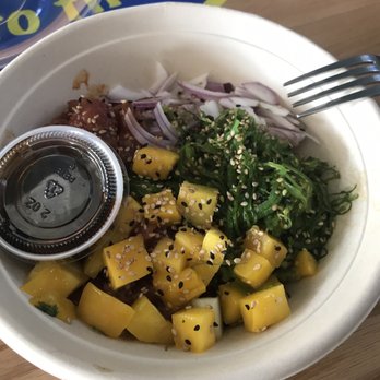 Poke Dojo - Tuna poke with mango and sea weed! You can get the sauce on the side so you can self season - Poke Near Me - Bethesda, Maryland Poke Dojo - Tuna poke with mango and sea weed! You can get the sauce on the side so you can self season - Poke Near Me - Bethesda, Maryland