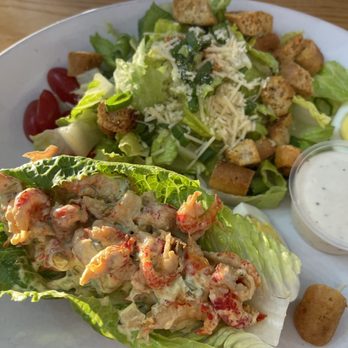 Flying Fish & Grill - Crawfish Roll with side Caesar Salad - Seafood Near Me - Half Moon Bay, California