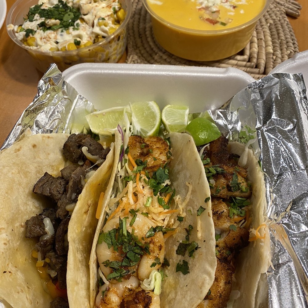Beef fajita, shrimp, fish tacos Beef fajita, shrimp, fish tacos