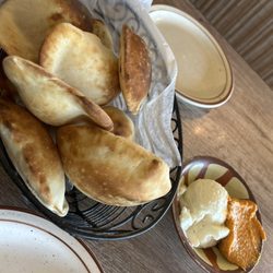 Fresh bread and garlic dips. Yummy!