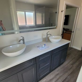 Creative Design & Build - New vanity with light and vessle sinks - General Contractors Near Me - San Diego, California Creative Design & Build - New vanity with light and vessle sinks - General Contractors Near Me - San Diego, California