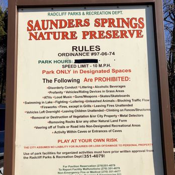 Saunders Springs Nature Preserve - Parks Near Me - Radcliff, Kentucky Saunders Springs Nature Preserve - Parks Near Me - Radcliff, Kentucky