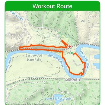 Castlewood State Park - This is the route as recorded on my pedometer app - Parks Near Me - Ballwin, Missouri