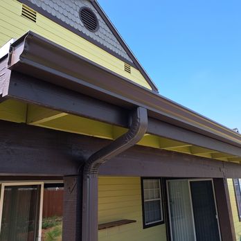 Gutter Made - New gutter section and downspout. Blends in well with the existing trim. - Gutter Services Near Me