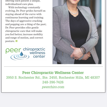 Peer Chiropractic Wellness Center - As seen in Hour Detroit Magazine, Multi-year Award Winning Top Doc for excellence in optimal health. - Chiropractors Near Me - Rochester Hills, Michigan Peer Chiropractic Wellness Center - As seen in Hour Detroit Magazine, Multi-year Award Winning Top Doc for excellence in optimal health. - Chiropractors Near Me - Rochester Hills, Michigan