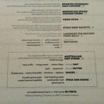 insideOUT - Bottom of the food menu - Lounges Near Me - San Diego, California