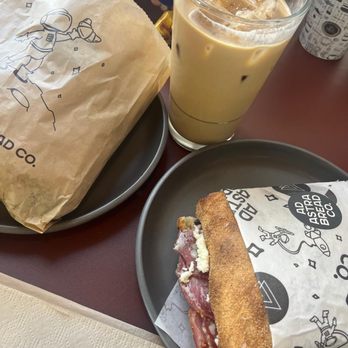 Ad Astra Bread Co - salami sandwich and latte - Bakeries Near Me - Monterey, California