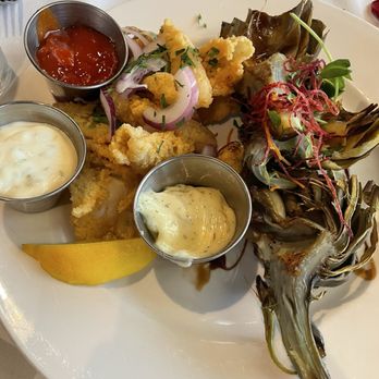 Old Fisherman's Grotto - Fried Calamari and Grilled Artichoke - Seafood Near Me - Monterey, California Old Fisherman's Grotto - Fried Calamari and Grilled Artichoke - Seafood Near Me - Monterey, California