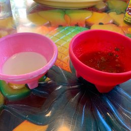 $3.99 bowl of Queso & the salsa (you can smell the cilantro from behind the camera) $3.99 bowl of Queso & the salsa (you can smell the cilantro from behind the camera)
