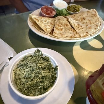 Jersey's Sports Cafe - Chicken Spinach Quesadilla with spinach on the side - Sports Bars Near Me - N Ft Myers, Florida Jersey's Sports Cafe - Chicken Spinach Quesadilla with spinach on the side - Sports Bars Near Me - N Ft Myers, Florida