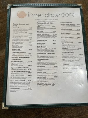 Menu photo 8 Inner Circle Cafe Scottsdale, AZ