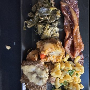 Flavorture - Candied bacon, collard greens, Mac and cheese, breakfast potatoes and filet. - Bars Near Me - Washington, DC, District of Columbia Flavorture - Candied bacon, collard greens, Mac and cheese, breakfast potatoes and filet. - Bars Near Me - Washington, DC, District of Columbia