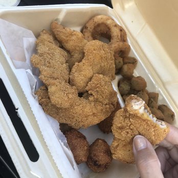 Kendall's BBQ - Fried catfish was ok okra and onion rings. With corn nuggets - Barbeque Near Me - Georgiana, Alabama Kendall's BBQ - Fried catfish was ok okra and onion rings. With corn nuggets - Barbeque Near Me - Georgiana, Alabama
