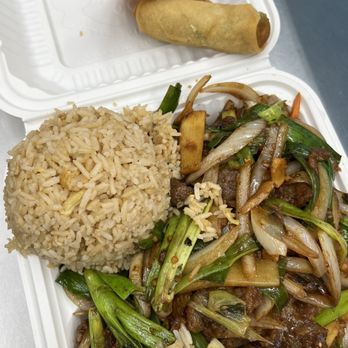 China Express - Mongolian beef lunch special with egg roll and fried wonton $10.55 - Chinese Near Me - Pasadena, California