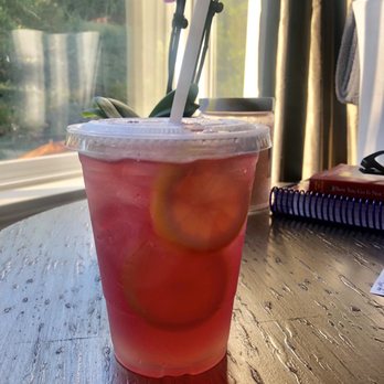 Cafe Sapientia - Delicious Sunset Fizz refresher with homemade lemon syrup. - Coffee & Tea Near Me - Oak Park, California