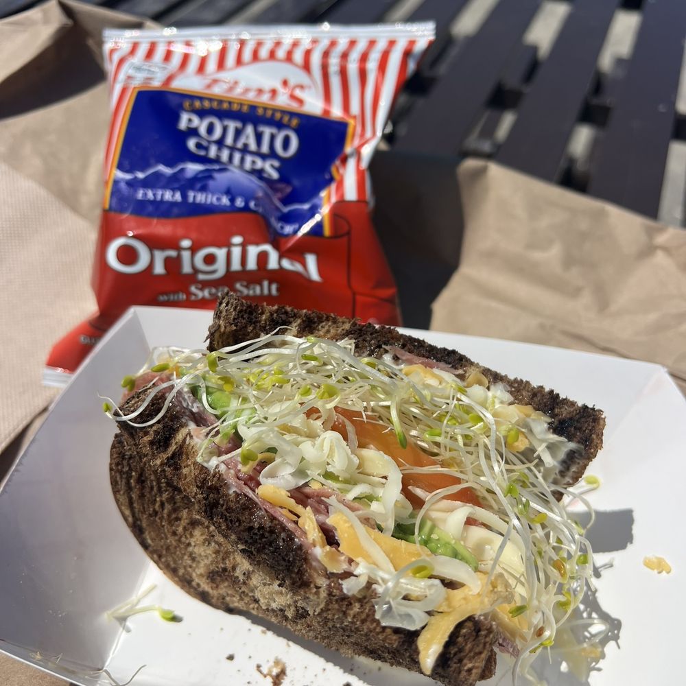 Antique Sandwich - Avocado, cheese, sprout, & tomato with salami on dark rye - Sandwiches Near Me - Tacoma, Washington