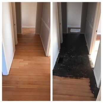 The Flooring Guys - Before and after, this is a alphabet house in Richland. 3 1/4" fur floor with three coats of our low VOC water base finish!! - Flooring Near Me