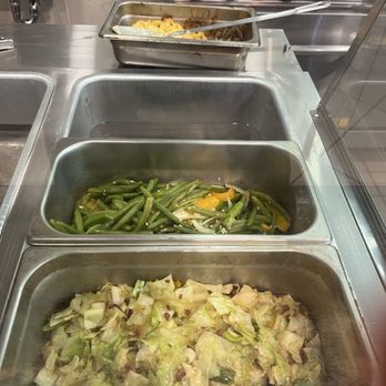Gretel and Sons - From top to bottom: Homemade Mac & Cheese, String beans, Cabbage with bacon - Soul Food Near Me - Westbury, New York