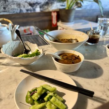Dumpling Story - Cucumber salad + hot and sour soup - Shanghainese Near Me - San Francisco, California
