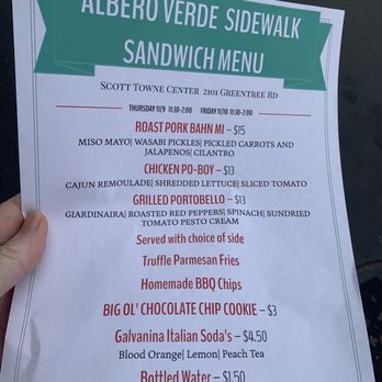 Albero Verde - Todays sidewalk menu - Italian Near Me - Pittsburgh, Pennsylvania Albero Verde - Todays sidewalk menu - Italian Near Me - Pittsburgh, Pennsylvania