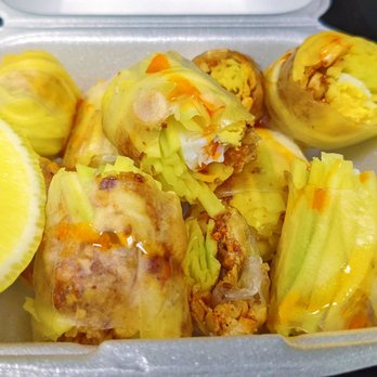 Tea Cafe’ - a tray of stuffed cabbage rolls with lemon wedges - Bubble Tea Near Me - El Paso, Texas Tea Cafe’ - a tray of stuffed cabbage rolls with lemon wedges - Bubble Tea Near Me - El Paso, Texas