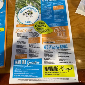 Roosterfish Grill - Menu Front - Seafood Near Me - Largo, Florida Roosterfish Grill - Menu Front - Seafood Near Me - Largo, Florida