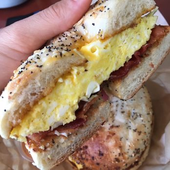 Flake - Breakwater Bagel with bacon and everything bagel - Breakfast & Brunch Near Me - Venice, California Flake - Breakwater Bagel with bacon and everything bagel - Breakfast & Brunch Near Me - Venice, California