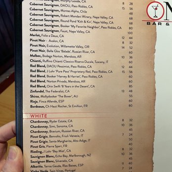 ONE Bar & Grill - Wine Menu - New American Near Me - Fairfax, Virginia ONE Bar & Grill - Wine Menu - New American Near Me - Fairfax, Virginia