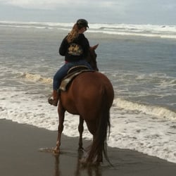 Horseback Riding Rentals Oregon Beach Rides - Hannah riding in the Oregon surf