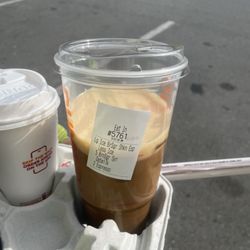Dunkin' - I asked for less ice and this is what I got. I was told because I didn't want a full cup of ice