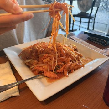 iPho Noodle House - Chicken pad thai. Very orange in color but my friend enjoyed it. - Vietnamese Near Me - Lake Mary, Florida