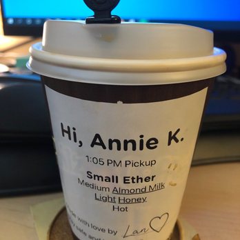 Philz Coffee - Coffee of the day: Ether with almondmilk and honey HOT - Coffee & Tea Near Me - Campbell, California Philz Coffee - Coffee of the day: Ether with almondmilk and honey HOT - Coffee & Tea Near Me - Campbell, California