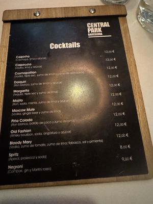 Menu photo 1 Central Park Barcelona, B Menu photo 1 Central Park Barcelona, B