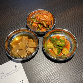 Dawa Kitchen - Banchan (cabbage & spring onion kimchi, cucumber, onions) - Korean Near Me - Garden Grove, California