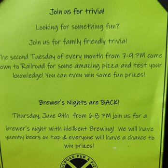 Railroad Pub and Pizza - Tabletop announcement at Railroad Pub - Coffee & Tea Near Me - Burlington, Washington Railroad Pub and Pizza - Tabletop announcement at Railroad Pub - Coffee & Tea Near Me - Burlington, Washington