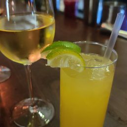Chardonnay. Ginger beer and pineapple. Chardonnay. Ginger beer and pineapple.