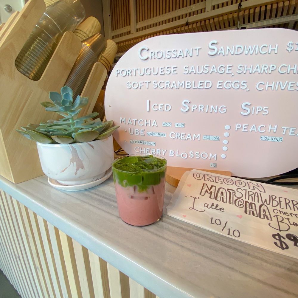 Oregon strawberry cherry blossom matcha Oregon strawberry cherry blossom matcha