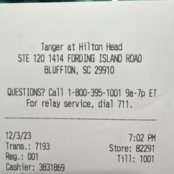 Bath & Body Works - Location of store time stamped