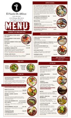 Menu photo 1 El Sazon De Alferez Los Angeles, CA Menu photo 1 El Sazon De Alferez Los Angeles, CA